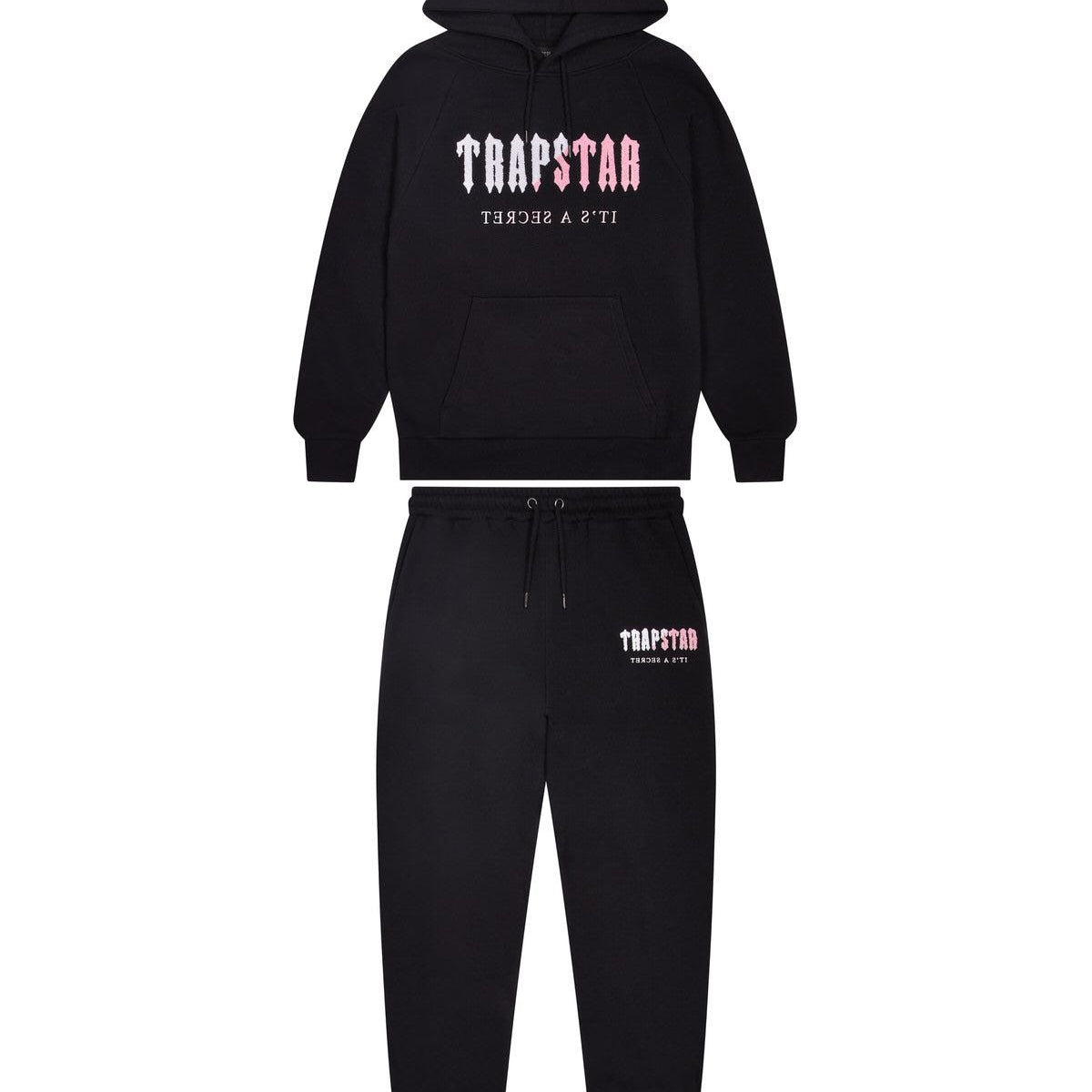 Trapstar Decoded Chenille Hooded Tracksuit Black/Pink