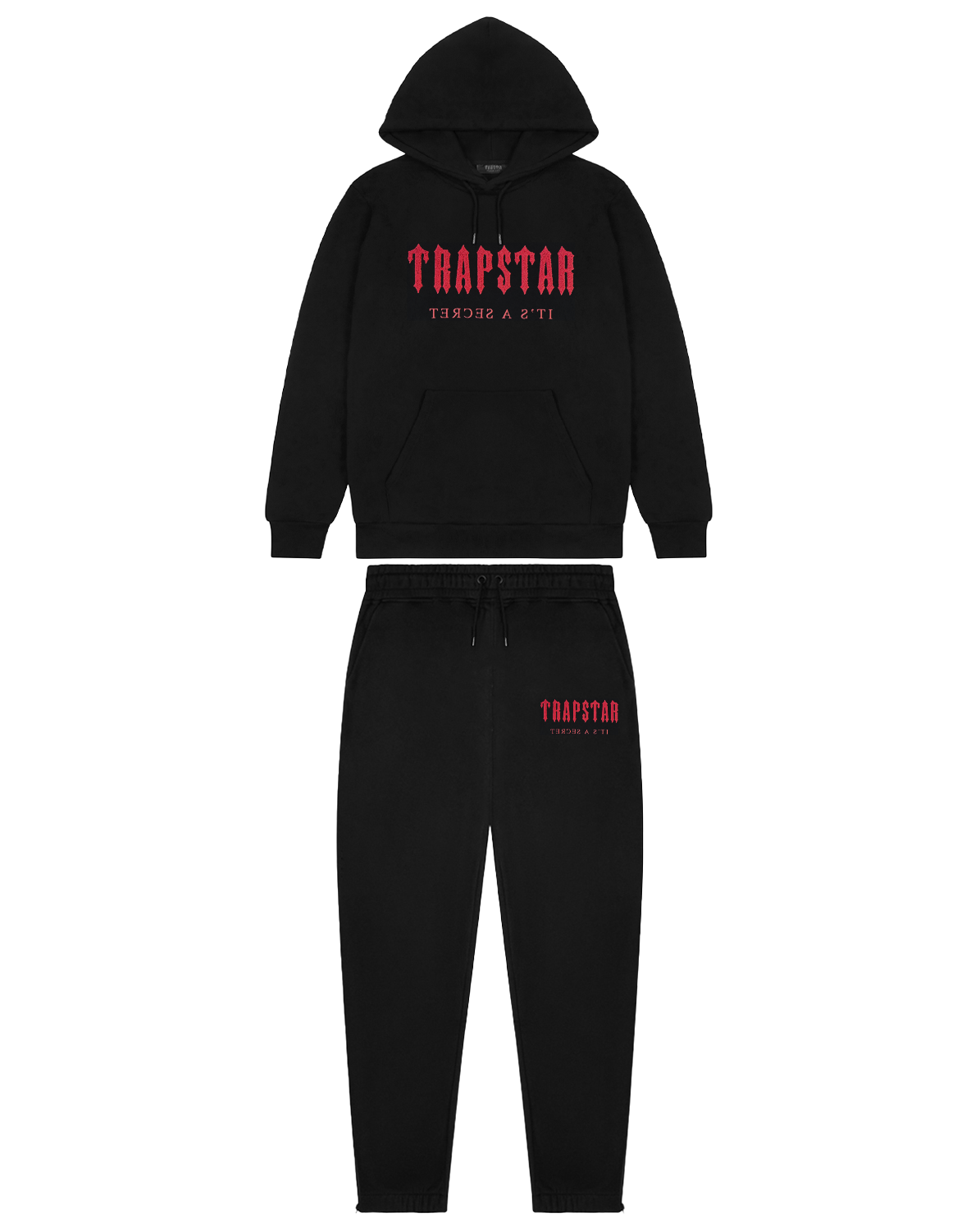 Trapstar Chenille Decoded Hoodie Tracksuit Black/Red – The