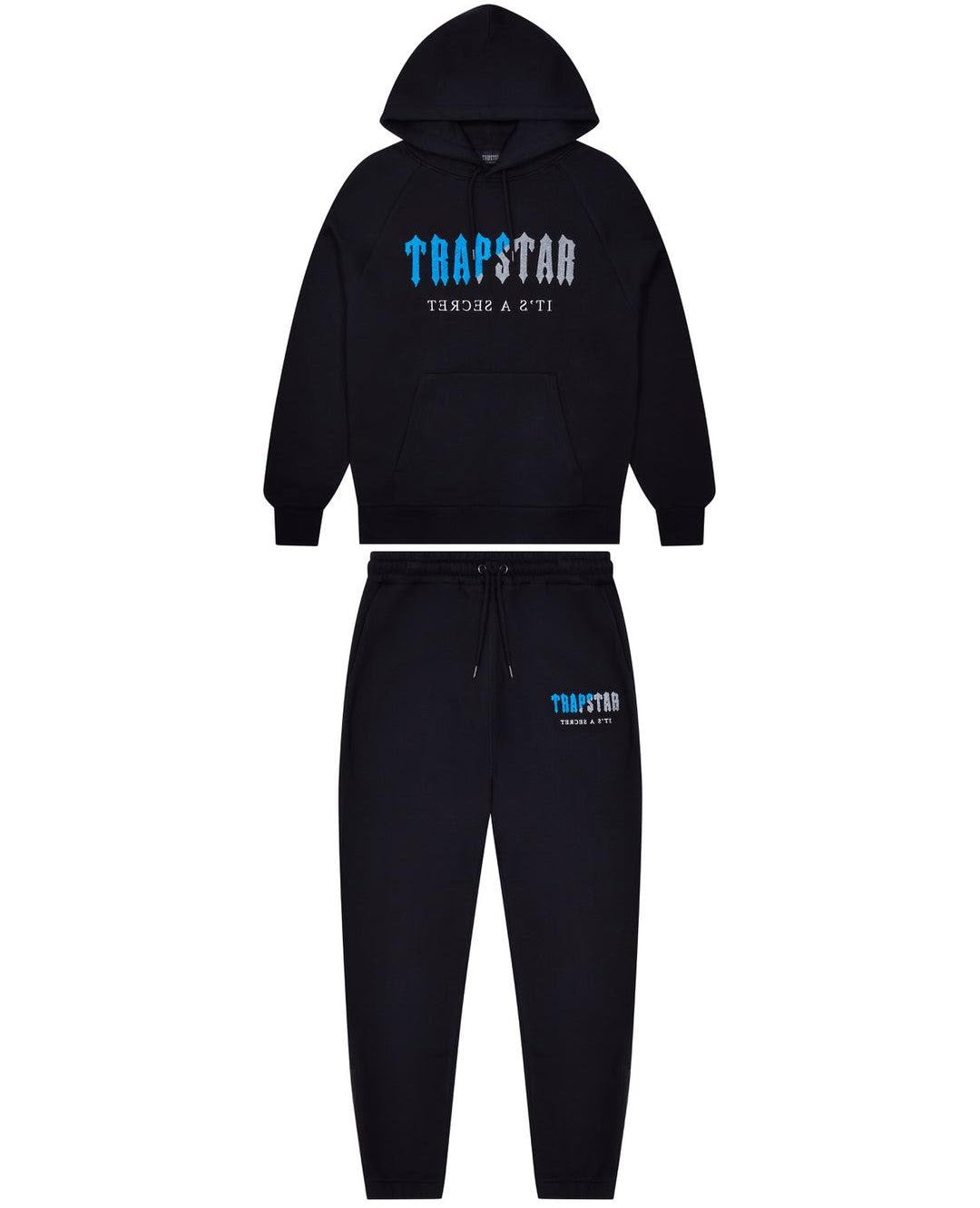 Trapstar Decoded Chenille Hooded Tracksuit Black/Blue/Grey – The